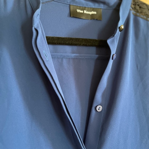 The Kooples Blue Button-down Blouse with lace trims - Picture 4 of 11